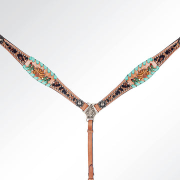 AMERICAN DARLING Western Horse Headstall Breast Collar Set Leather